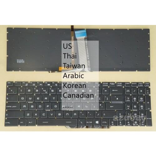 US Thai TW Arabic Korean Canadian Keyboard For MSI WE62 7RI 7RIX 7RJ 7RJX, WE72 7RJ 7RJX, WS63VR 7RL, WT73VR 7RM, RGB Backlit