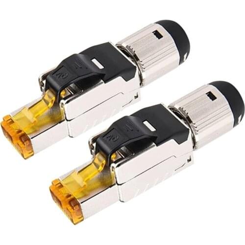 RJ45 Connector Cat6A 10Gbps 550MHz Ethernet Lan Cable 8P8C Toolless Field Termination Plugs Full For 22-24AWG Networking