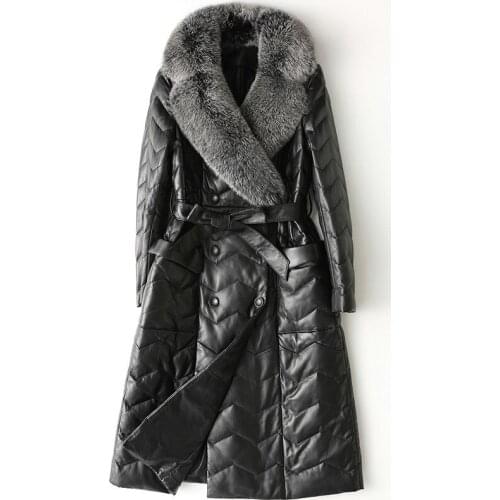 Genuine Leather Jacket Women Down Jacket Winter Jacket Women Fox Fur Collar Sheepskin Coat Plus Size Korean HQ17-ZYZ1002B Y1937