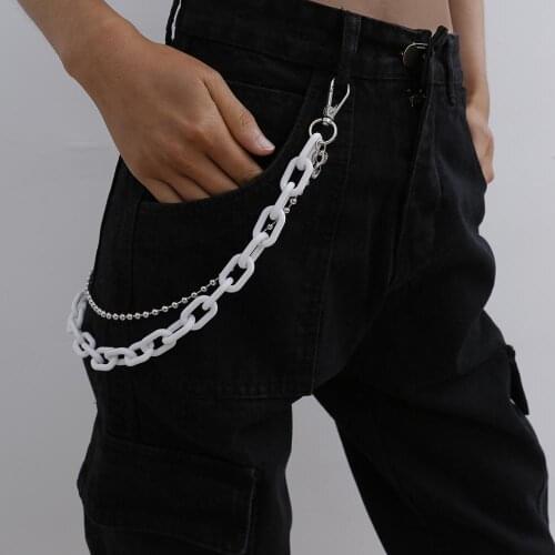 Fashion Punk Hip-hop Belt Waist Chain Multilayer Unisex Pants Chain Plastic Acrylic Resin Chain Big Ring Cross Pants Chains
