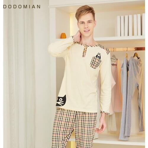 Men Loungewear Soft Bathrobe Set Plaid Sexy Sleepwear For Men 100% Cotton Bottom Clothing Set Pijama Masculino