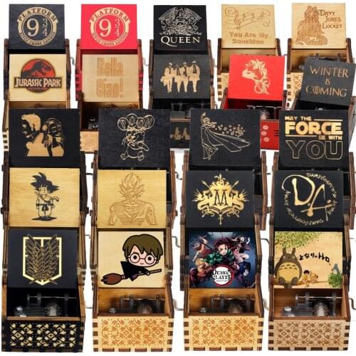 52 styles Hand Crank Wooden Music Box,Jurassic Park Queen You are My Sunshine , Birthday Gifts, Christmas Gift