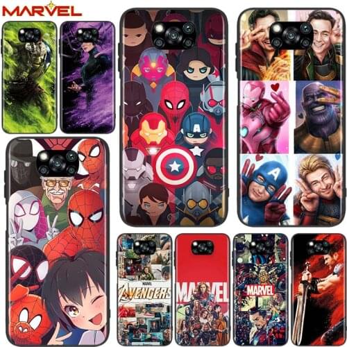 Marvel Hero Spider-Man for Xiaomi Poco X3 NFC X2 M3 M2 F2 F3 Pro C3 F1 A2 Lite Mix3 Play Silicone Soft Black Phone Case