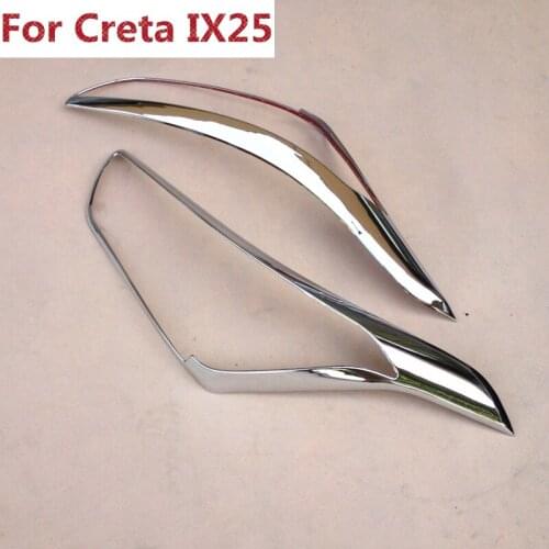 For Hyundai Creta IX25 2015 2016 2017 ABS Chrome Front Head Light Lamp Cover Trims Headlight Headlamp Frame Protector 2Pcs/set