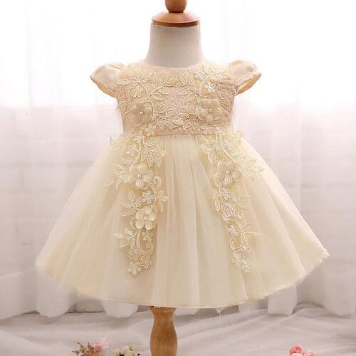 TriTrustTrade New Pattern Flower Kid Autumn Winter Beaded Child Baby Princess Fluffy DressesFormal Ceremonial Dress
