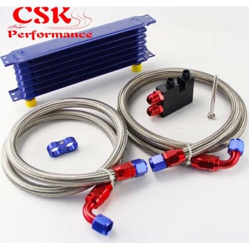 Fits For BMW N54 Twin Turbo 135i E82 335i E90 E92 E93 7 Row 262mm AN10 Trust Oil Cooler kit Blue