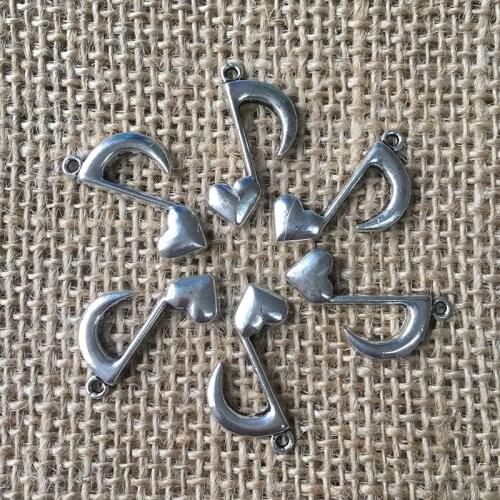 28Pcs/lot 25x15mm Musical Note heart love Charms for Jewelry Making Antique Silver Plated Pendant for DIY Necklace Bracelet A034