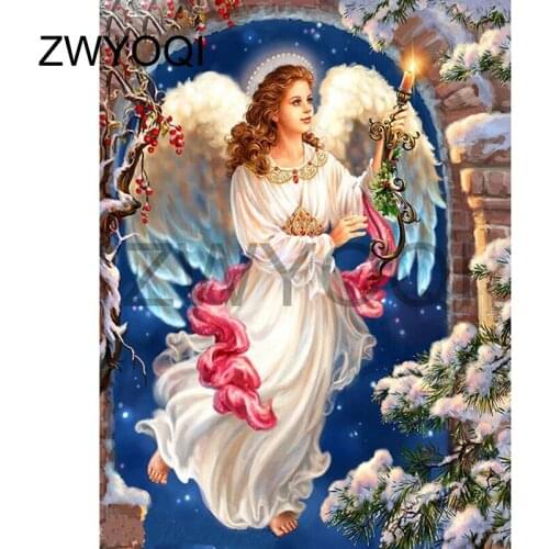 Full Square Diamond embroidery Cross stitch Virgin Mary wing candle religion Full Round Diamond painting DIY 3D Diamond mosaic