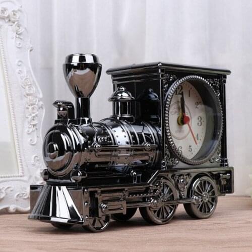 Reative Train Style Alarm Clock Retro Vintage Students Table Desk Clock Train Model Home Office Shelf Decor Christmas Gifts