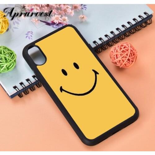 Aprarvest Yellow Smile Silicone Rubber Phone Case Cover For iPhone 6 6S 7 8 PLUS X XS XR 11 12 MINI PRO MAX