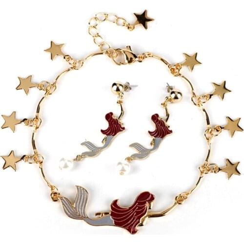 Lovely Bracelets Earrings for Women Jewelry Fashion Accessories Girl Star Pendants Bracelet