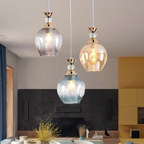 Nordic LED Glass Pendant Lights Restaurant Bar Coffee Shop Hanging Lamps Bedroom Living Room Kitchen Home Decor Light Fixtures