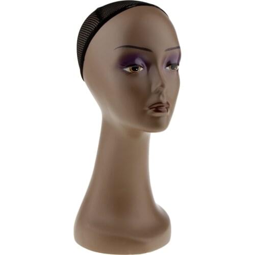 Free Standing Retail Stores Salon Hair Wigs Hat Cap Display Female Mannequin Head Manikin Model Stand with Cap Black