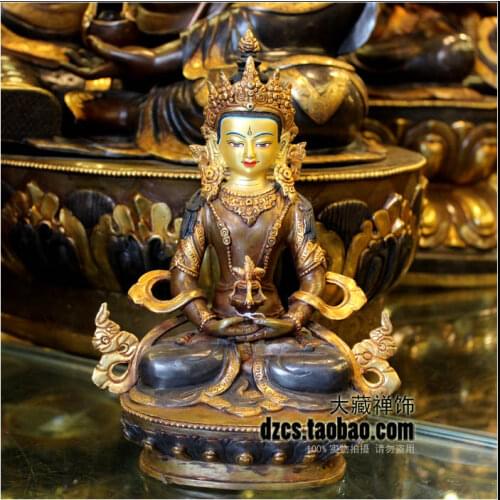 Tibetan Buddhism supplies imported authentic Nepalese gilt bronze copper 7 inch long Tibetan Buddha Buddha