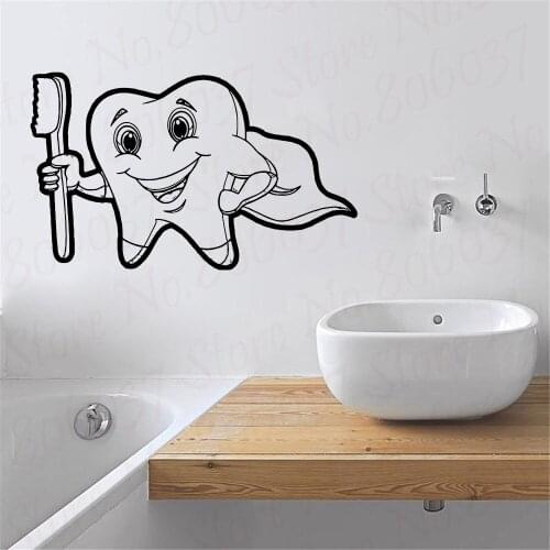 Dental Clinic Wall Decal Bathroom Poster Vinyl Wall Decals Decor Mural Orthodontics Tooth Brushing Teeth Dentistry WL1860