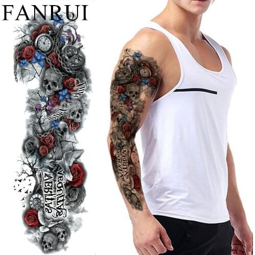 25 Design Ghost Large Devil Skeleton Temporary Tattoo Stickers Men Full Arm Art Fake Tatoo Women Waterproof Tattoo Flower Chains