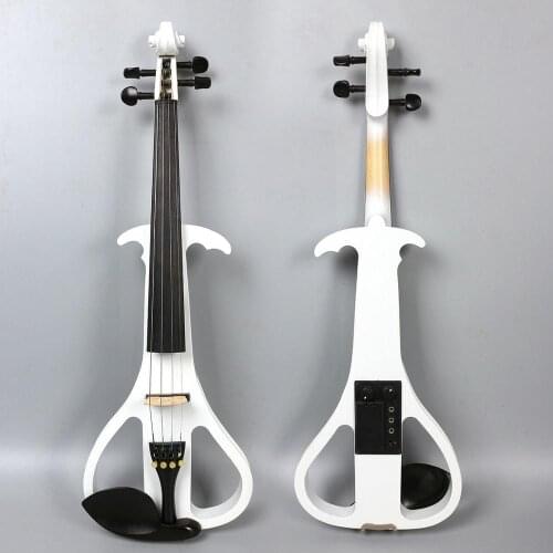 Yinfente 4/4 4 string WHITE Electric Silent Violin natural wood Free Case&Bow&Rosin#EV3