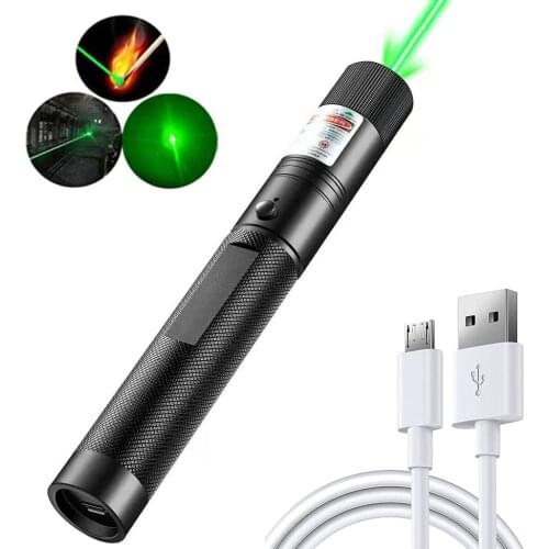 High Power Green Laser Pointer 5mw 532nm USB Rechargeable Visible Beam Light Military Burning Red Lasers Pen Cat Toy Lazer Pen
