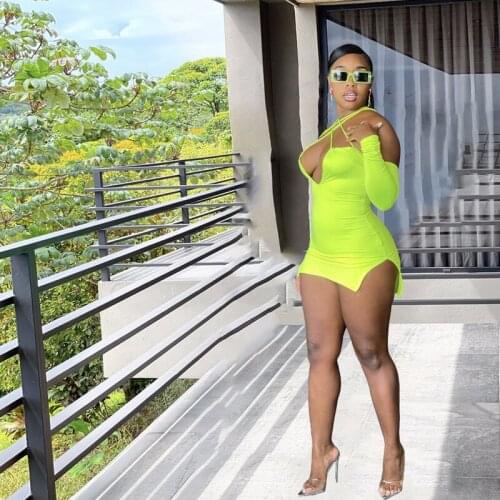 Sexy Criss Cross Halter Bandage Mini Dress Women Summer Vacation Outfits Full Sleeve Backless Side Split Dresses Night Clubwear