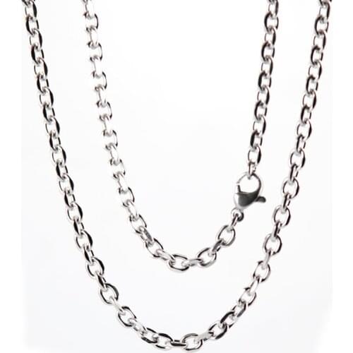 10pcs 24'' stainless steel 0.8mm 2.7mm Grinding angle O jumpring chain necklace for living glass lockets & oil Diffuser Locket