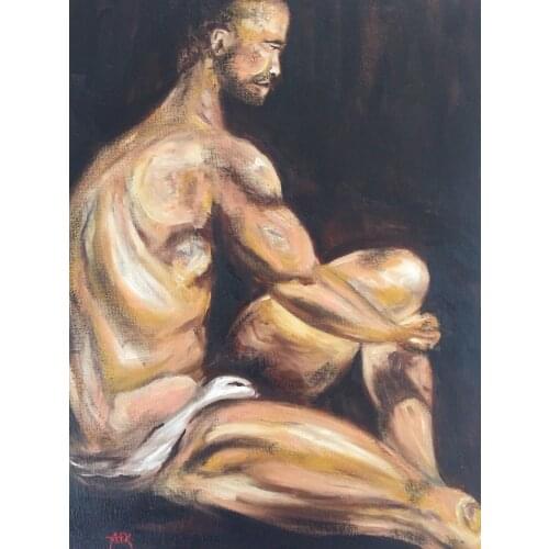 100%Handmade Fine original oil painting Noel Alexander Male Muse Unframed Canvas Nude Gay Art shipping free