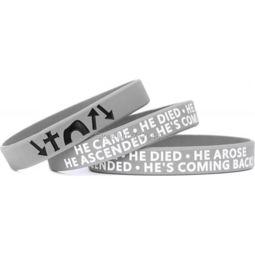 100pcs Witness He Came He Died He Arose He Ascended Hes Coming Back wristband silicone bracelets free shipping by ePacket A