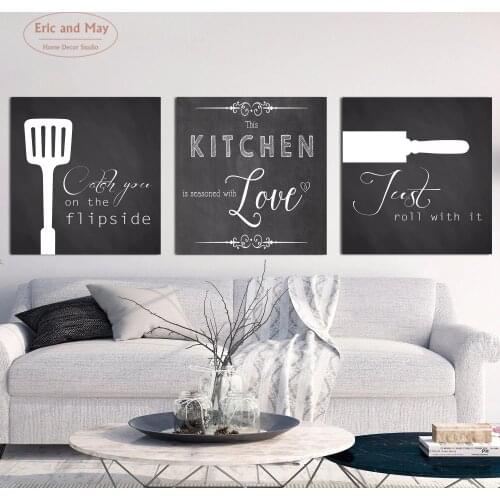 3 Pcs Kitchen Love Canvas Art Print Triptych Painting Poster Wall Pictures For Living Room Home Decoration Home Decor No Frame