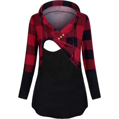 #58 Clothes For Pregnant Women Hooded Long Sleeve Maternity Shirt Nursing Care Pregnancy Top Blusas Para Amamantar Для Беременны