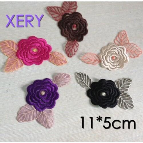 FREE SHIPPING high quality embroidery flower applique, flower lace patch,11*5cm,XERY13122a