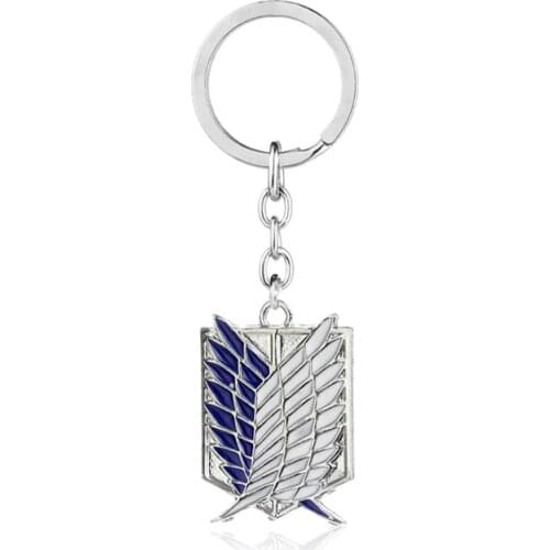 ZXMJ Attack On Titan Keychain KeyRing 2 Colors Shingeki Anime Cosplay Wings of Liberty Drip Keychains For Fans Car Keys Gifts