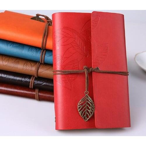 PU Cover Coils Notepad Book Soft Copybook Blank Notebook Retro Leaf Travel Diary Books Kraft Journal Spiral Notebooks Stationery