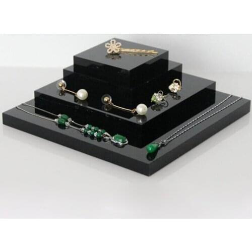 Black acrylic case jewelry holder Jewellery organizer display stand for bracelet necklace ring earring cosmetics perfume tray