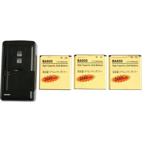 Ciszean 3x 2680mAh BA800 Gold Replacement Battery + Universal Wall Charger For V S Nozomi ARC HD LT26i LT26 LT25i AB-0400