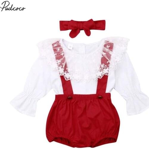 2020 Baby Spring Autumn Clothing Kid Baby Girl Long Sleeve Lace T-shirt Tops Overall Bib Pants Leggings Playsuit Outfits Clothes