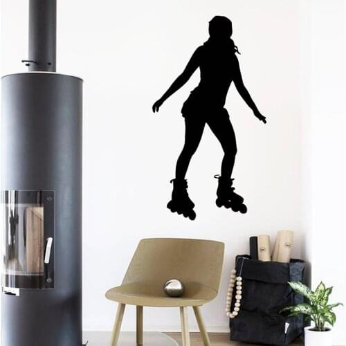 Wall Decals Girl Roller Skater Skating Sport People Home Vinyl Decal Sticker Kids Nursery Baby Room Decor GYM Wall Stickers A142