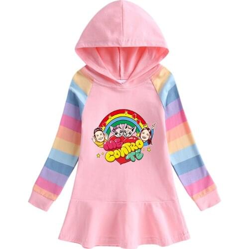 Anime Me Contro Te Cartoon Printing Dress Kids Cotton Long-Sleeved Hoddies Sweater Autumn and Winter Dress Girls Casual Dresses