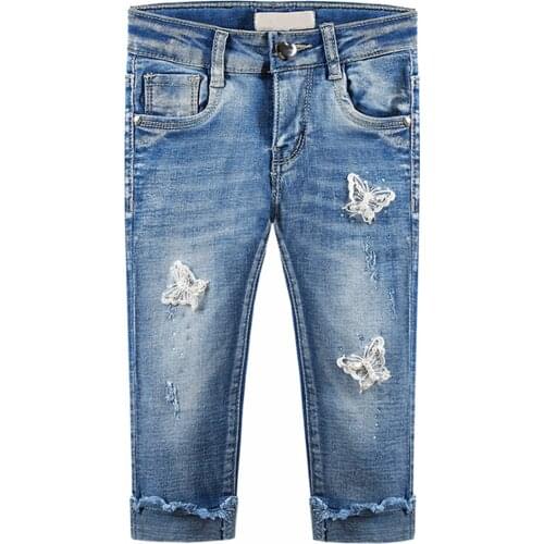 Chumhey 0-5T Infant Girls Jeans Pants Soft Denim Floral Kawaii Kids Clothes Toddler Long Trousers Bebe Jeans Baby Clothing