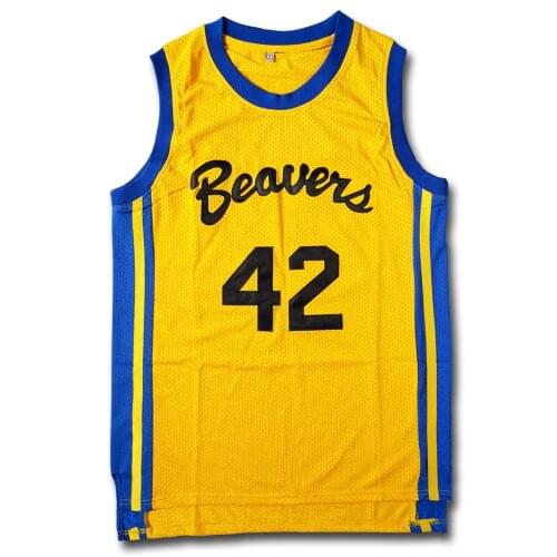 Mens Teen Wolf #42 Howard Moive Version Beacon Beavers Basketball Jersey Yellow Embroidered Outdoor Sport Shirt