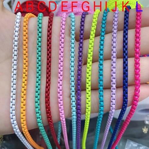 5 Meter Geometric Enamel Box chain long jewelry Chain Necklace Jewelry Necklace Brass Chain Necklace 9904