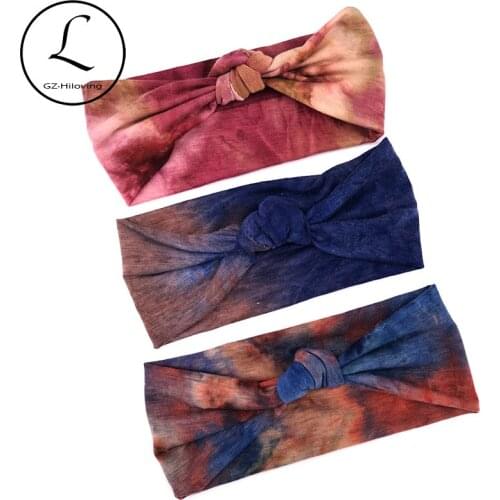 NewBorn Baby Girls Cotton Tie Dye Splash Head Bands Casual Summer Thin Elastic Knotted Hair bands Accessories For Kids Childs