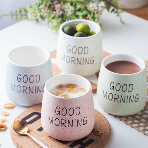 MUZITY Ceramic Milk Mugs Good Morning Porcelain Coffee Or Tea Mug Creative Design 350ml Mug Cup Kitchenware