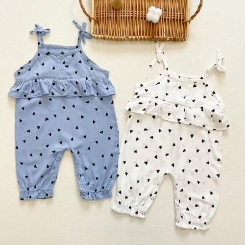 Newborn Baby Girls Jumpsuit Love Printing Camisole Cotton Sleeveless Toddler Baby Girl Romper Summer Infant Baby Girls Clothes