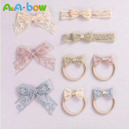 3 Types Lace Bow Baby Headband for Girls Hair Clip Headwear Bowknot Hair Accessories Elastic Hairpins for Baby Photography Props