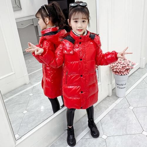 2021 Winter Girl Jacket New Warm Windproof Outwear Hooded Coat Casual Style Zipper Kid Autumn Childrens Clothing 4-16 Years Old