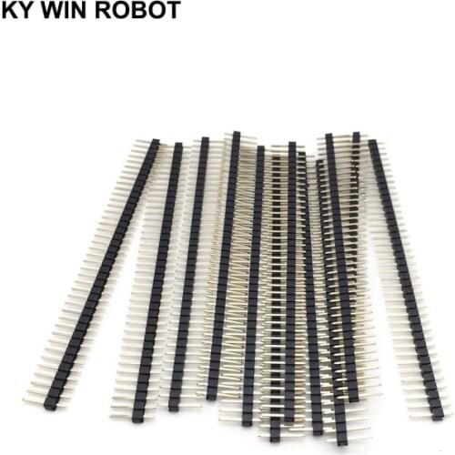 Free shipping Gold-plated copper 10PCS 40Pins 2.54mm Single Row Straight Male Pin Header Strip For PCB 10pcs/lot