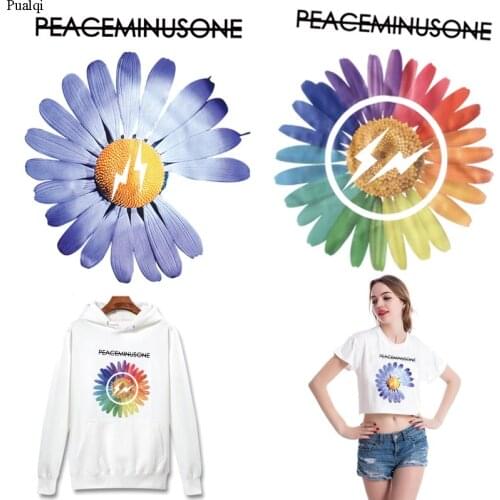 Pulaqi Fashion Girl Small Daisies Iron On Patches For Clothing Patch Stripes Thermal Stickers On Clothes For T-shirt Accessories