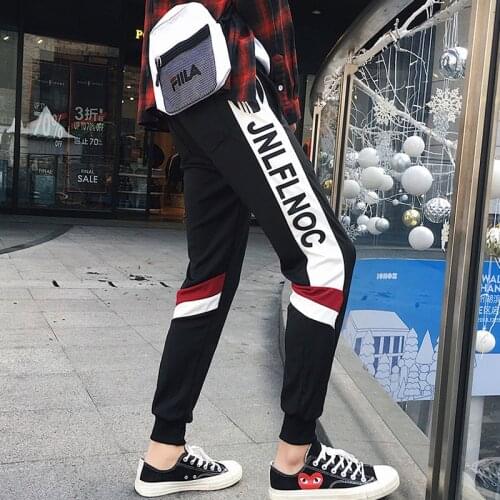 Men jogger pants 2020 new arrival spring and summer Korean style thin patchwork letter male ankle-length pants student n49