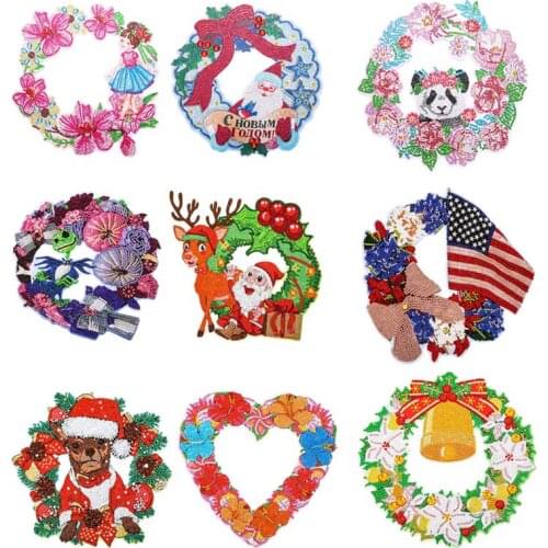 DIY 5D Diamond Painting Flower Wreath KIts Mosaic Resin Painting Kit Rhinestone Garland Room Door Decor Gifts Cross Stitch Kit