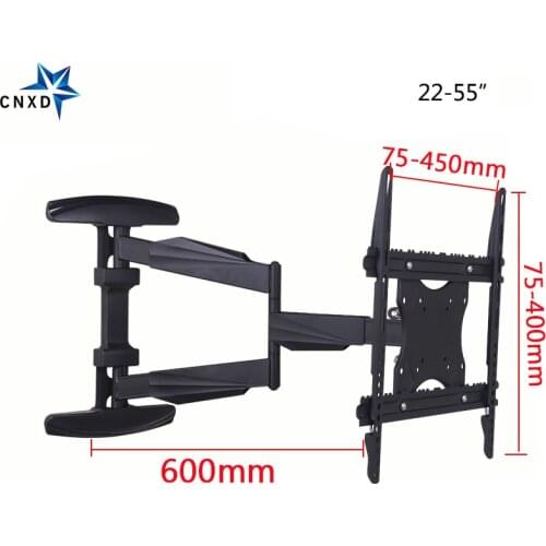 22-55inch 3 arms Retractable Full Motion LCD TV Wall Mounted Bracket 600mm 780mm Ultra Slim with Cable Cover MAX VESA 400x400mm
