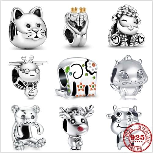 Neo Theo Bull Bear Animal Kingdom Cat Dog Snake Beads Fit Original Pandora Spell Silver 925 Bracelet For Women Fashion Jewelry